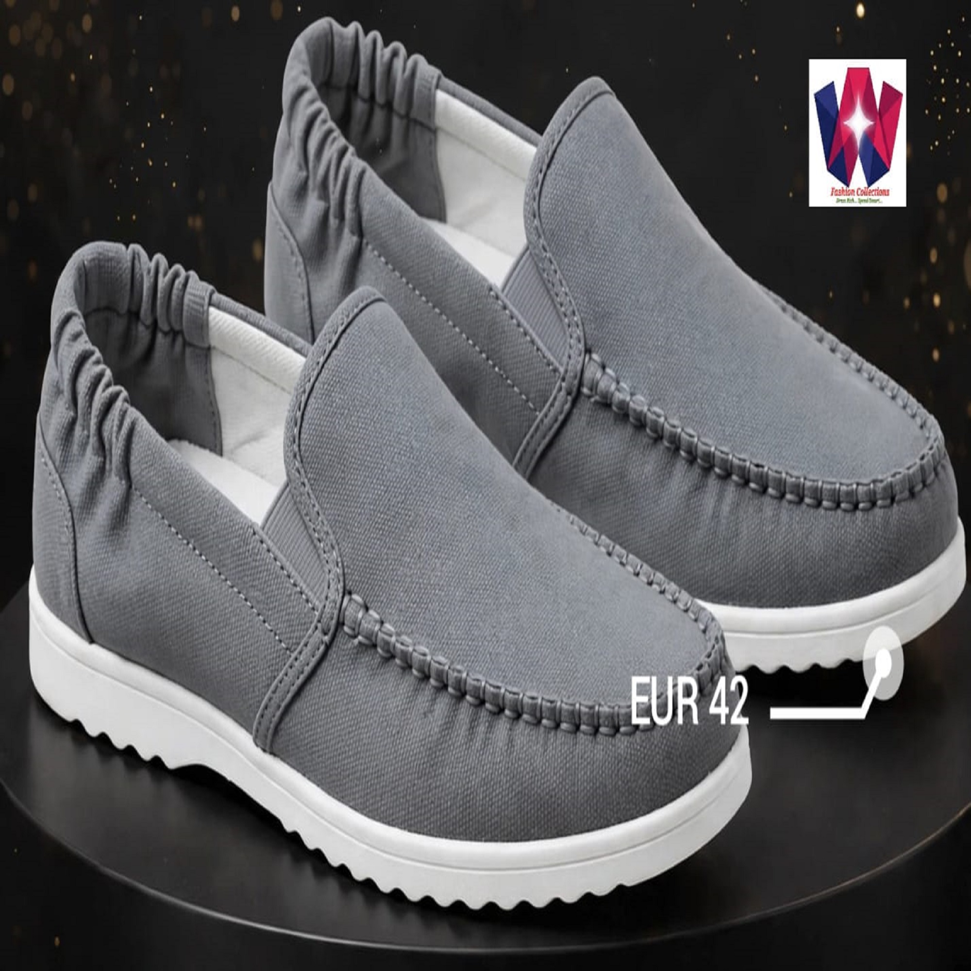 Grey Casual Slip-On Loafers