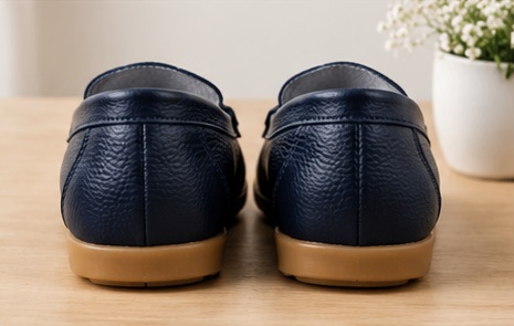 Navy Blue Braided Detail Loafers with Tan Sole - Image 3