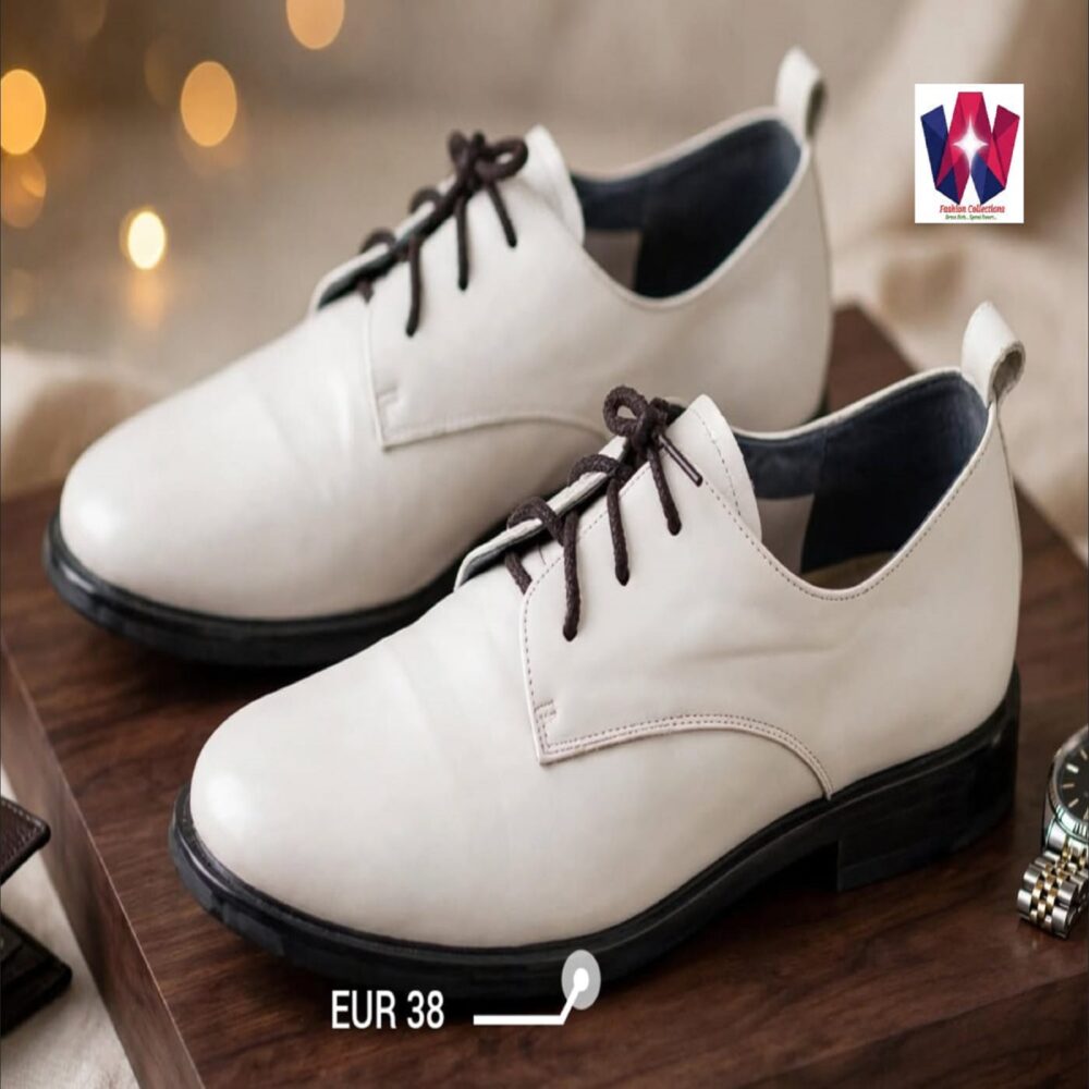 White Classic Lace-Up Oxford Dress Shoes