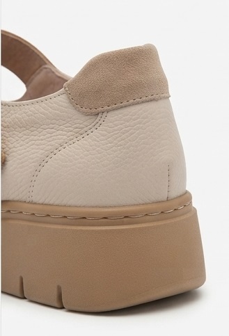 White and Brown Mary Jane Casual Flats - Image 5