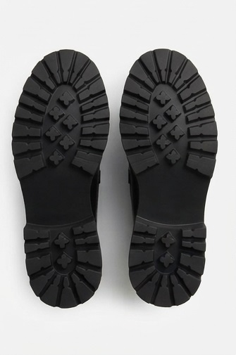 Women’s Black Chunky Slide Sandals with Gold Chain Detail - Image 5
