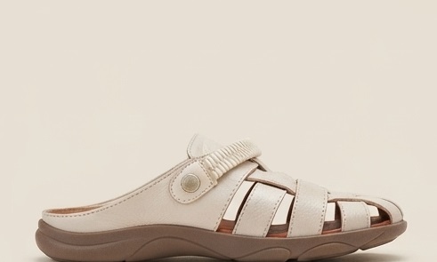 White Woven Leather Casual Sandals with Elastic Strap - Image 2