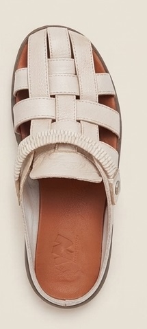 White Woven Leather Casual Sandals with Elastic Strap - Image 4