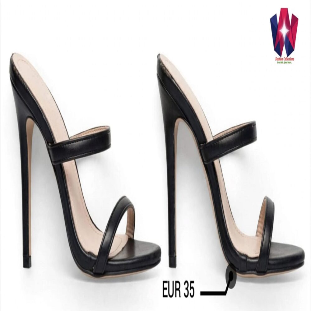 Black Double Strap High Heel Sandals