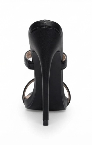 Black Double Strap High Heel Sandals - Image 3