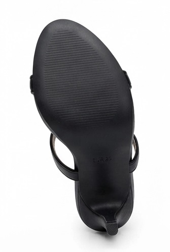 Black Double Strap High Heel Sandals - Image 4