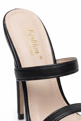 Black Double Strap High Heel Sandals - Image 5