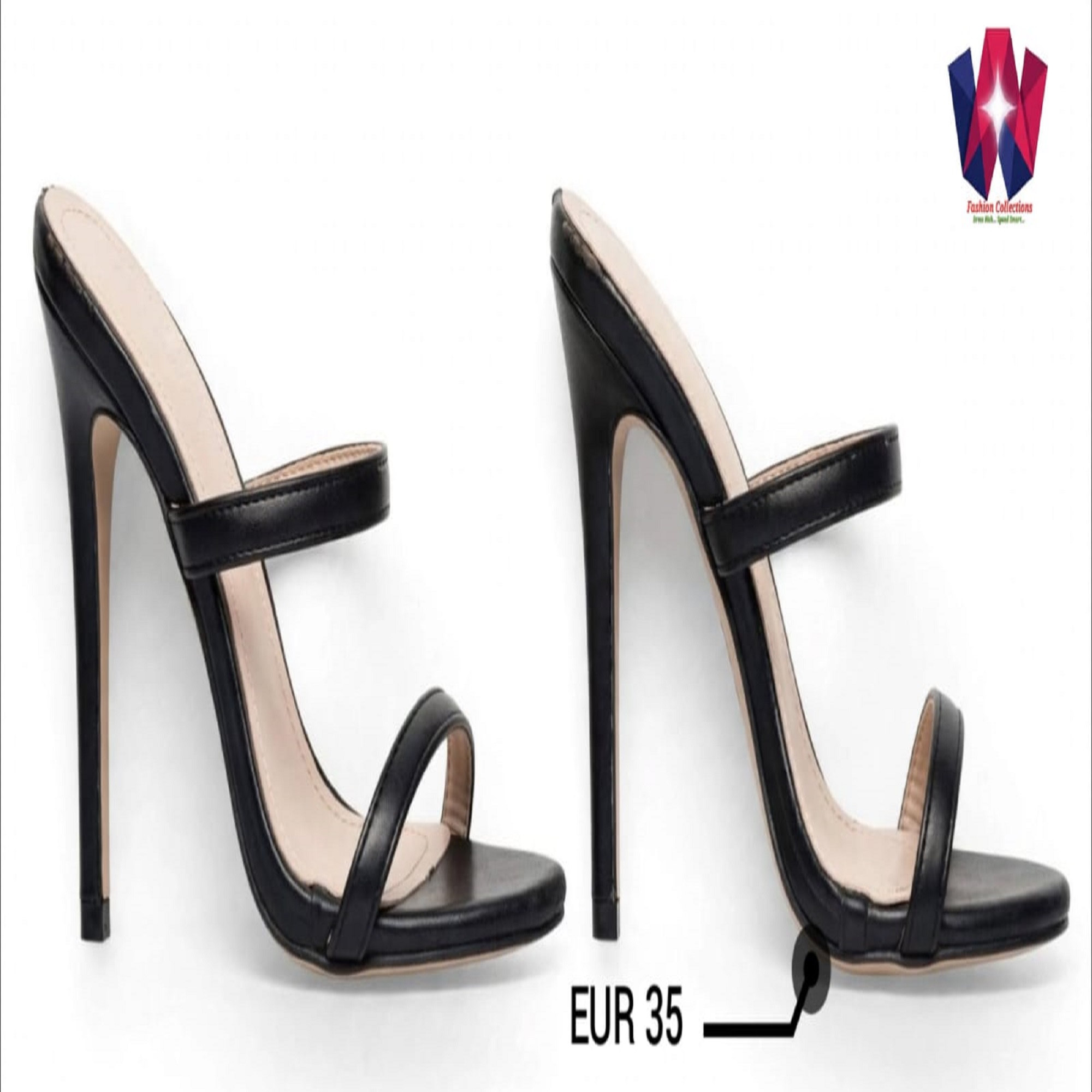 Black Double Strap High Heel Sandals