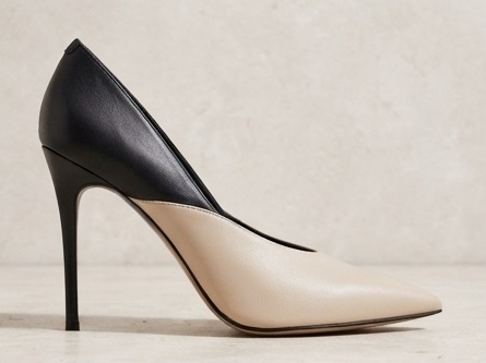 Two-Tone Black and Beige Pointed-Toe Stiletto High Heels - Image 2
