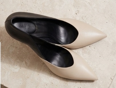Two-Tone Black and Beige Pointed-Toe Stiletto High Heels - Image 3
