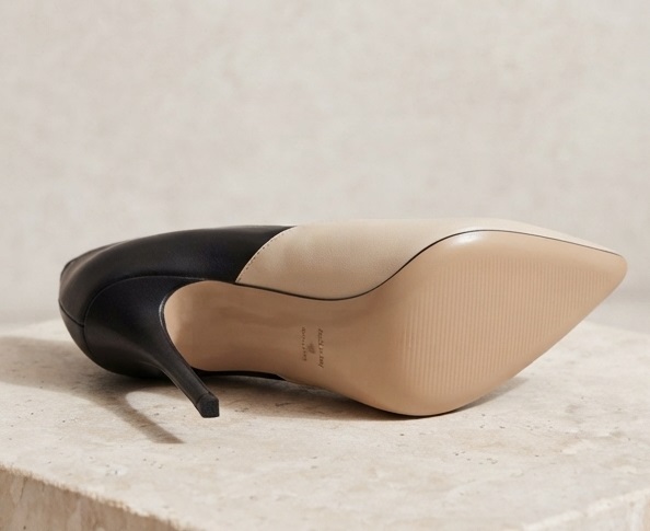Two-Tone Black and Beige Pointed-Toe Stiletto High Heels - Image 5