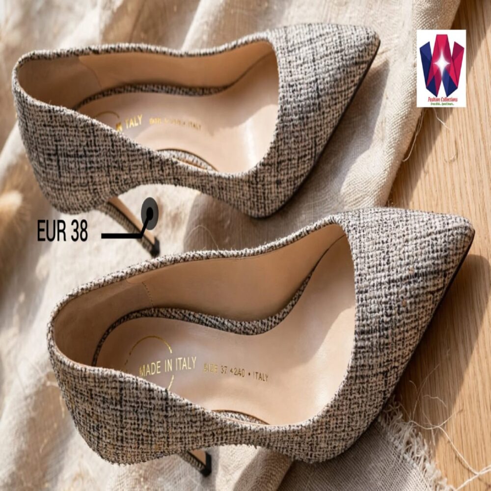 Grey Tweed Pointed-Toe High Heels
