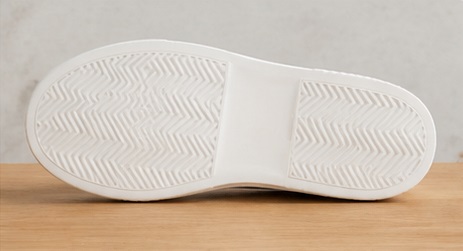White Platform Lace-Up Sneakers with Navy Side Stripe - Image 5