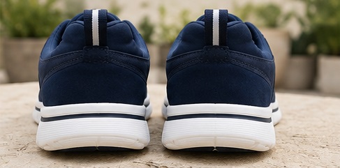 Blue Mesh Casual Sneakers with Wide Lace-Up Panel - Image 3