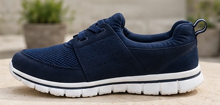 Blue Mesh Casual Sneakers with Wide Lace-Up Panel - Image 4
