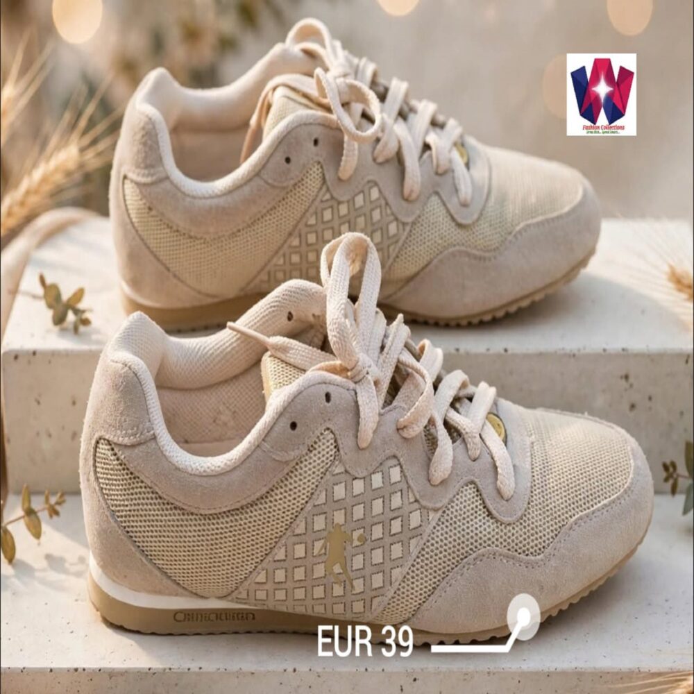 Cream & Beige Mesh Low-Top Casual Sneakers