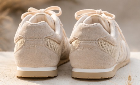 Cream & Beige Mesh Low-Top Casual Sneakers - Image 3
