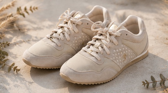 Cream & Beige Mesh Low-Top Casual Sneakers - Image 4