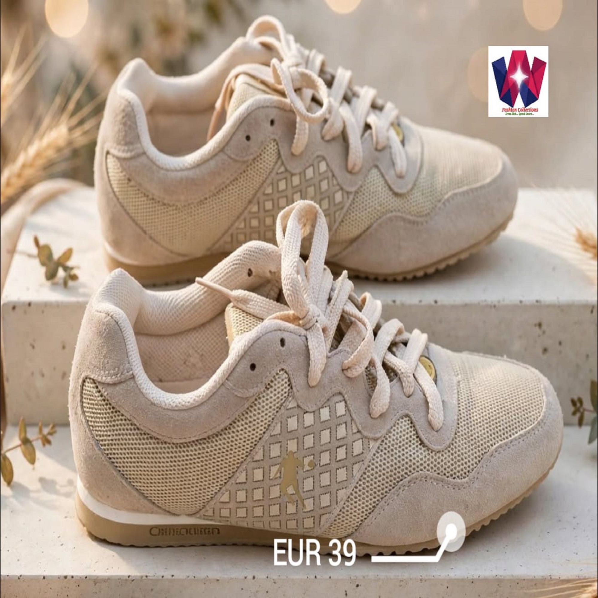 Cream & Beige Mesh Low-Top Casual Sneakers
