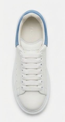 White & Light Blue Lace-Up Casual Sneakers - Image 2