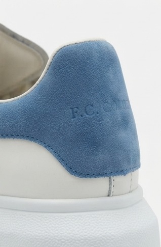 White & Light Blue Lace-Up Casual Sneakers - Image 4