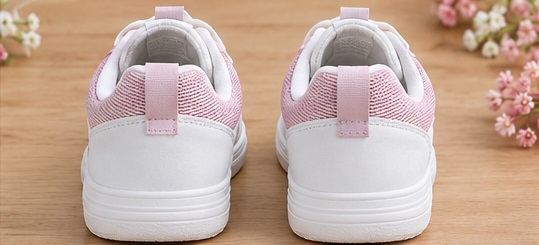 White & Pink Casual Lace-Up Sneakers - Image 3