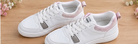White & Pink Casual Lace-Up Sneakers - Image 4