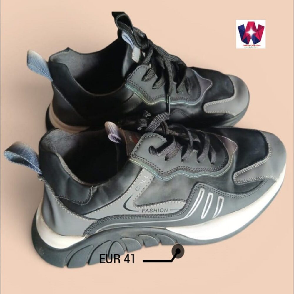 Men’s Black & Grey Casual Lace-Up Running Sneakers