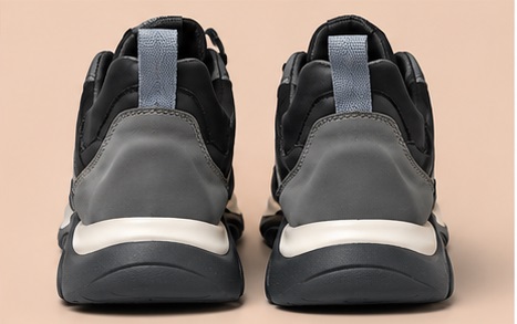 Men’s Black & Grey Casual Lace-Up Running Sneakers - Image 3