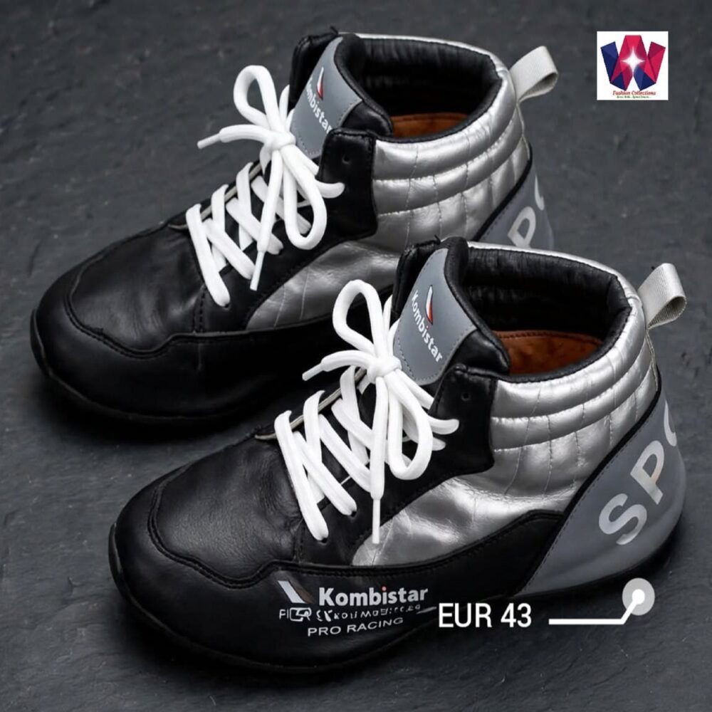 Black and Silver Kombistar Pro Racing High-Top Sports Shoes