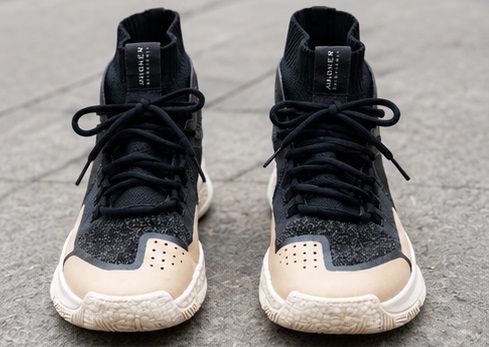 Black & Beige High-Top Knit Sneakers - Image 2