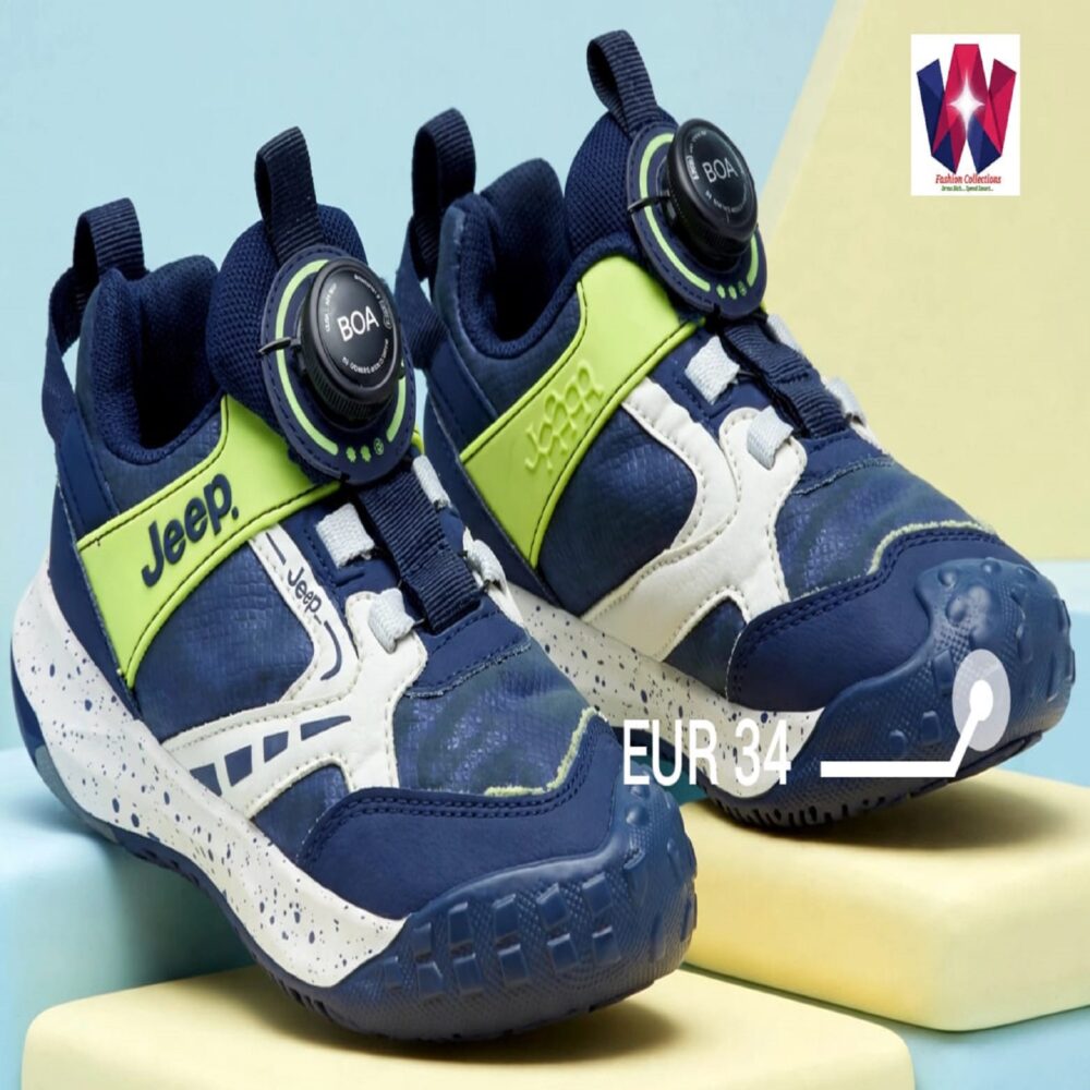 Navy Blue and Lime Green Jeep BOA Dial Athletic Sneakers