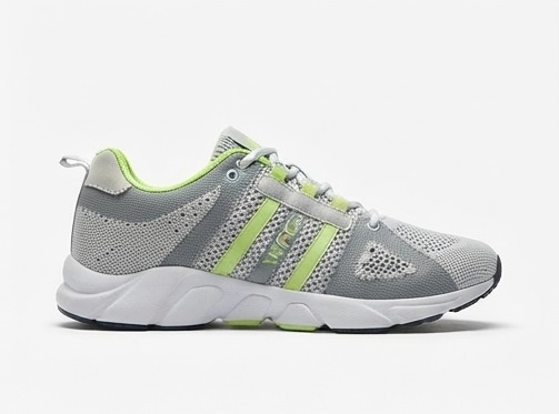 Grey and Lime Green Athletic Running & Training Shoes - Image 2