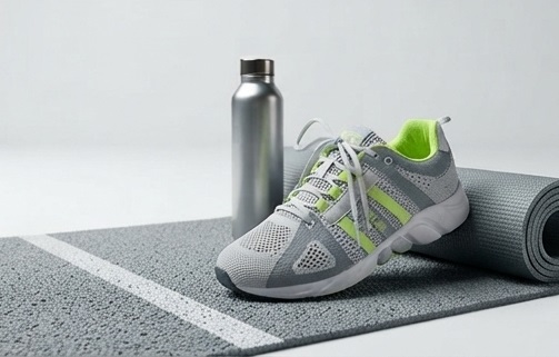 Grey and Lime Green Athletic Running & Training Shoes - Image 6