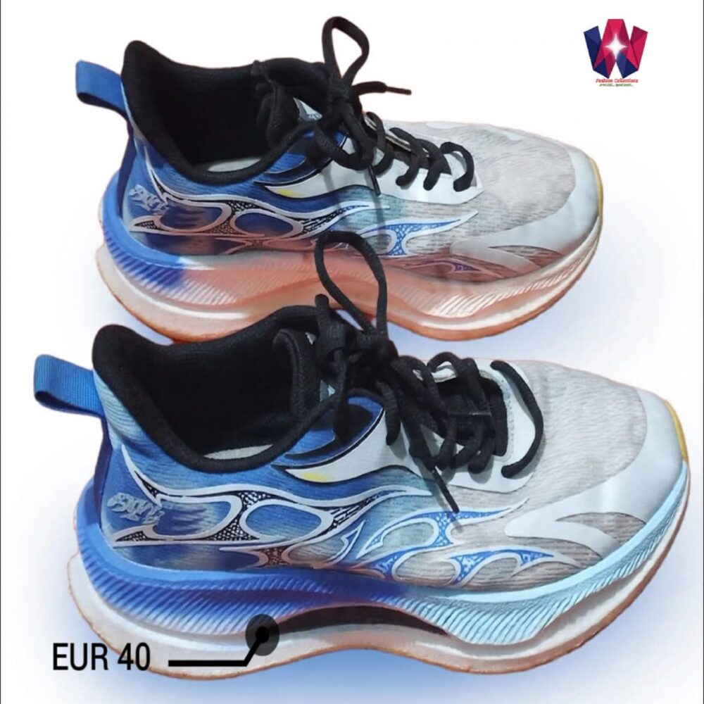 Blue Flame and White Athletic Platform Sneakers