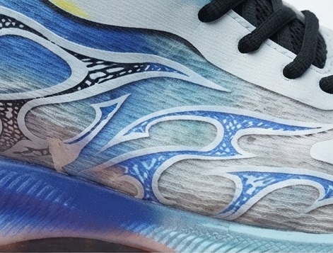 Blue Flame and White Athletic Platform Sneakers - Image 3