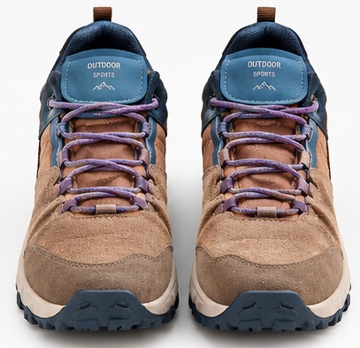 Brown & Navy Outdoor Lace-Up Trail Sneakers - Image 2