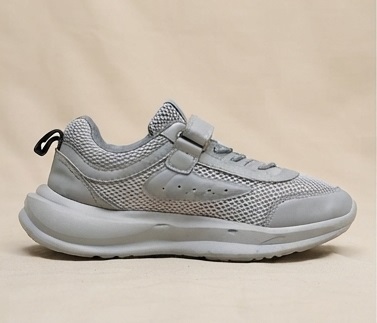 Grey Mesh Platform Athletic Sneakers with Velcro Strap - Image 3