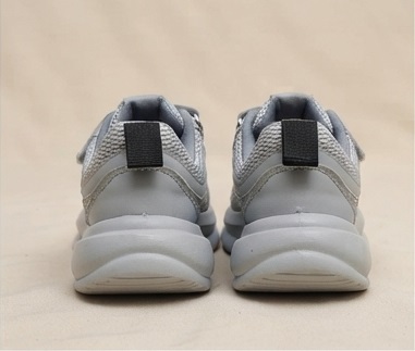 Grey Mesh Platform Athletic Sneakers with Velcro Strap - Image 4