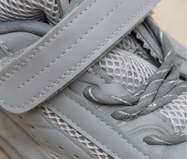 Grey Mesh Platform Athletic Sneakers with Velcro Strap - Image 6