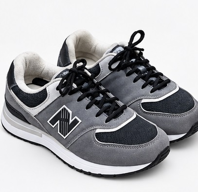 Grey & Black Lace-Up Mesh Casual Sneakers - Image 2