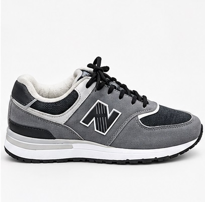 Grey & Black Lace-Up Mesh Casual Sneakers - Image 3