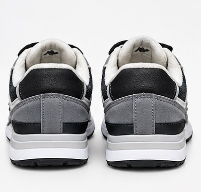 Grey & Black Lace-Up Mesh Casual Sneakers - Image 4