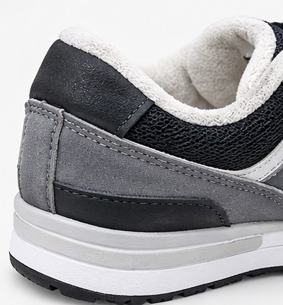 Grey & Black Lace-Up Mesh Casual Sneakers - Image 7