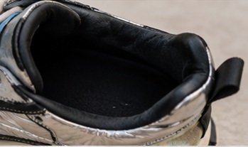 Silver Metallic Panelled Lace-Up Sneakers with Black Accents - Image 5
