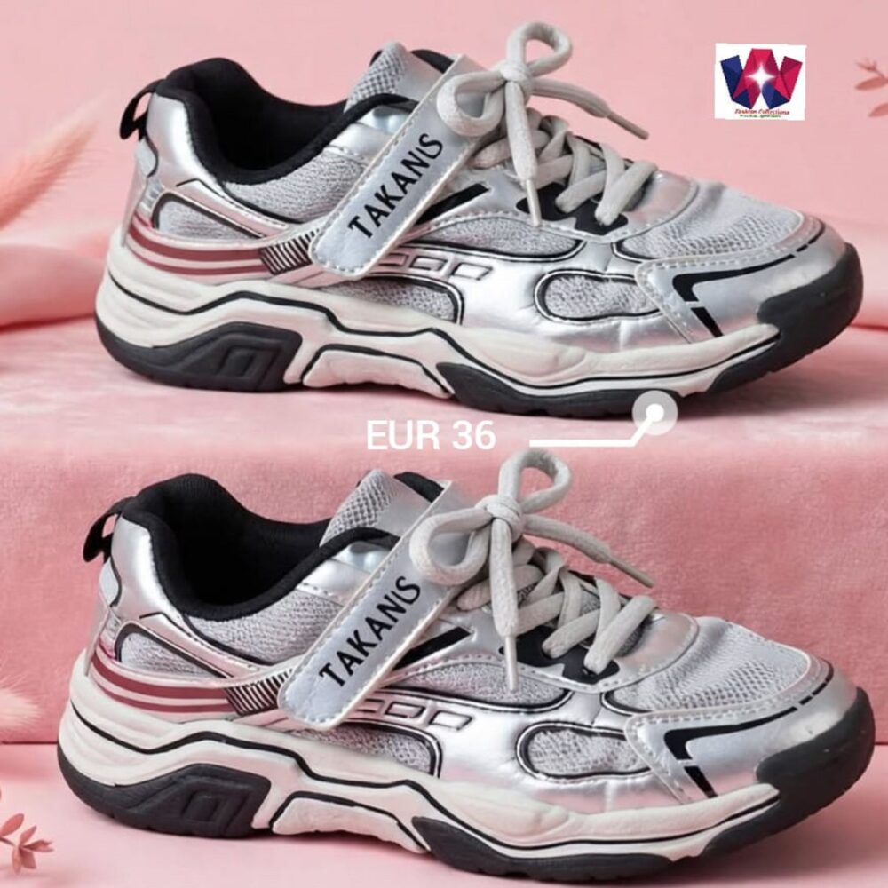 Silver and White Takanis Athletic Platform Sneakers