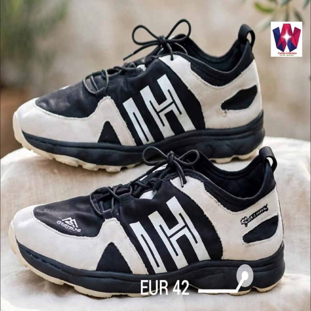 Black & White Lace-Up Casual Sneakers