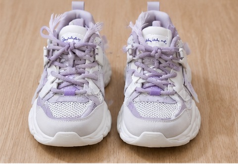 Lavender & White Chunky Mesh Sneakers - Image 2