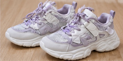 Lavender & White Chunky Mesh Sneakers - Image 4