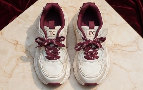 Fashion Collections White & Burgundy Casual Chunky Platform Sneakers - Image 3